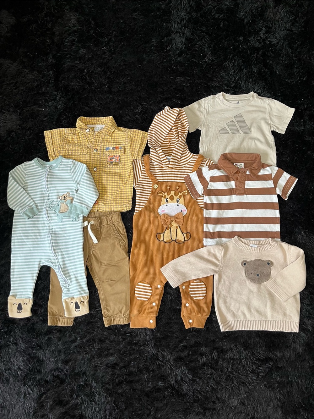 COTTON 12 Months Boy BROWNS 7 Piece Bundle